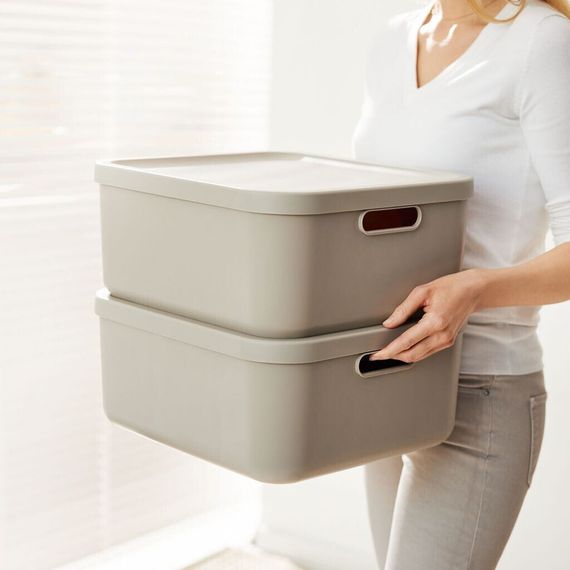 Контейнер для хранения вещей с крышкой Rotho (Рото) Albula 20 л (10557) Капучино | Зображення 2