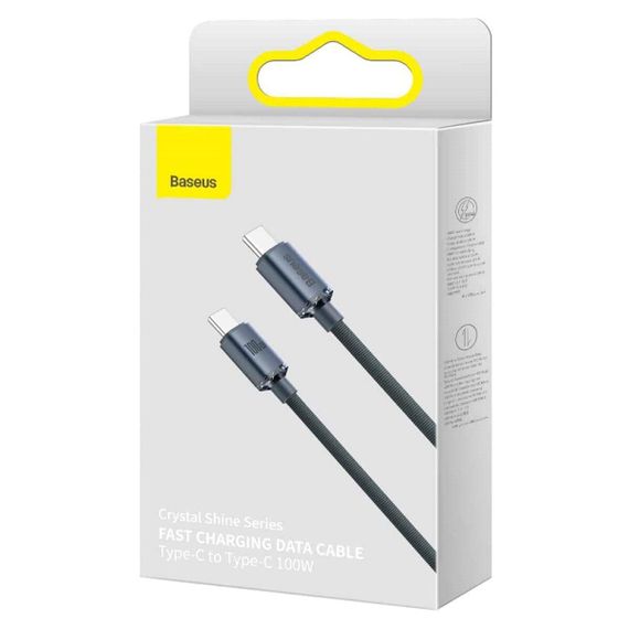 Кабель Baseus Crystal Shine Series Fast Charging Data Cable Type-C to Type-C 100W 2m Black | Зображення 4