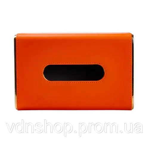 Серветниця з еко шкіри 21х13.5х9.5 см для серветок на стіл Помаранчевий HP-3-208O | Зображення 3