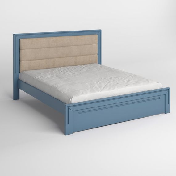 Двоспальне дерев'яне ліжко Mebigrand Торонто Т5 Сіро-синій (S7010R90B)/Аляска 23 (бежевий) 180х190 см (MBG-10653) | Зображення 1