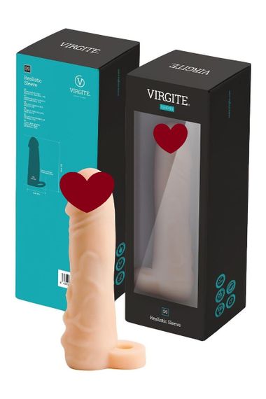 Насадка на пеніс Virgite S9 бежева, 16.4 см