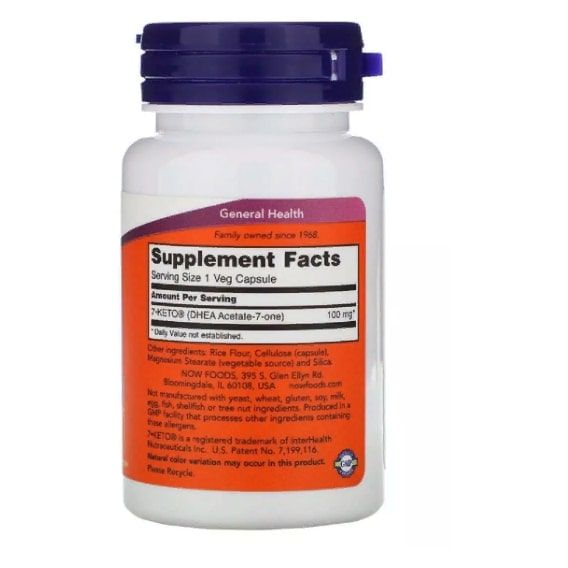 ДГЕА NOW Foods 7-Keto Weight Management 100 mg 60 Veg Caps NF3013 | Зображення 1