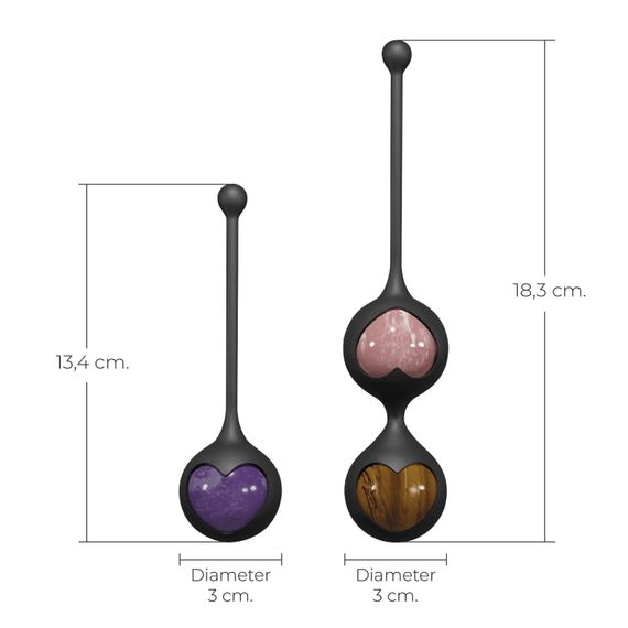 Вагінальні кульки Adrien Lastic Harmony Stones, напівдорогоцінне каміння, діаметр 3 см, 2 тримачі | Зображення 1