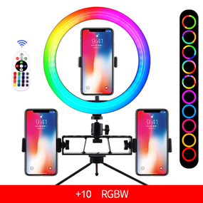 Кольцевая светодиодная цветная лампа RGB LED 26 см с пультом + настольная стойка (sv2672-19)