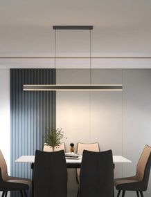 Люстра світлодіодна підвісна LED світильник для квартири на стелю лед 27348 Чорний 15-120х6х100 см.