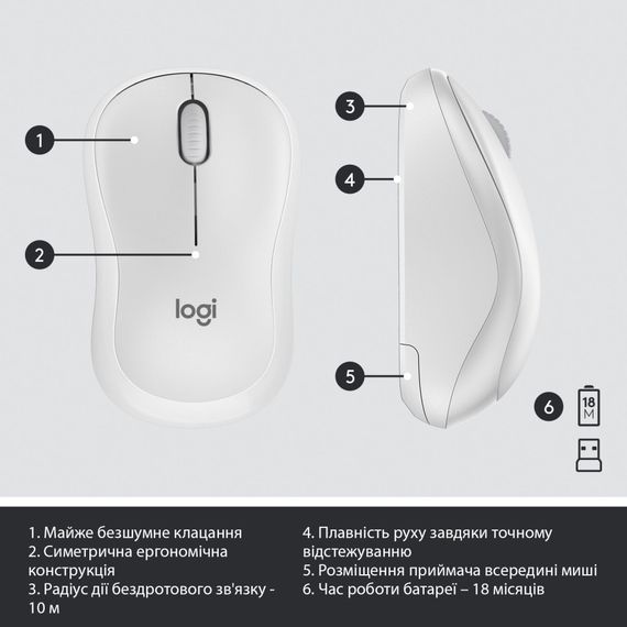 IT набір Logitech MK295 Silent Wireless Combo, US, Off-White (920-009824) | Зображення 6