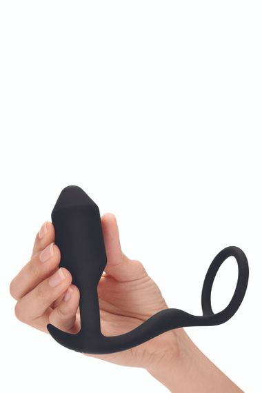 Анальна пробка з ерекційним кільцем Snug & Tug B-Vibe, силіконова, чорна Sex Aura | Зображення 2