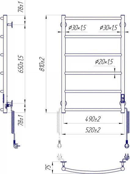 Рушникосушка Mario Класік НР-І 810х520-85 мм з таймером-регулятором 2.3.0115.10.P | Зображення 1