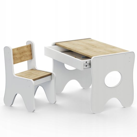 Стільчик в дитячу кімнату 55×37×33 дитячий зручний стілець для ігор, білий з деревом | Зображення 1