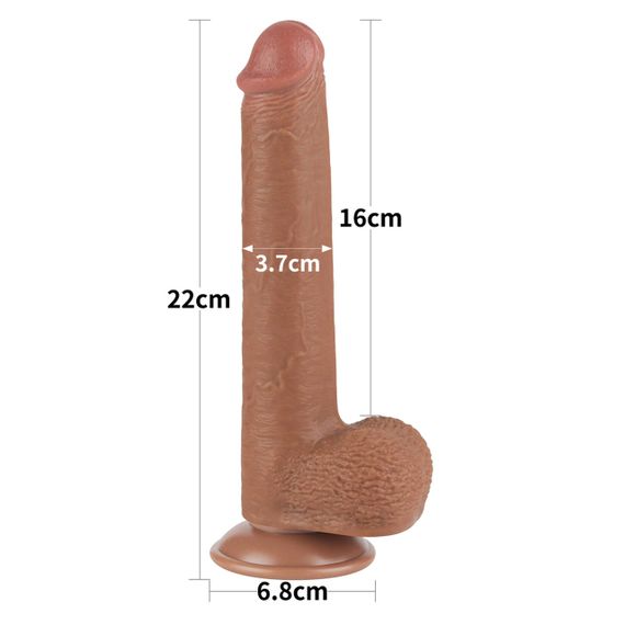 Реалистичный фаллоимитатор 9 Sliding Skin Dual Layer Dong Brown Sex Aura | Зображення 2