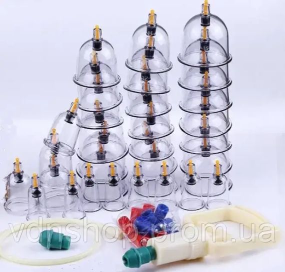 Массажные антицеллюлитные вакуумные банки 32 шт JINKANG с вакуумным насосом | Зображення 3