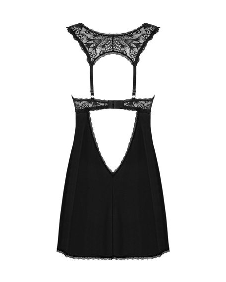 Рубашка бэби-долл с кружевом на груди Obsessive Donna Dream babydoll XS/S Black, стринги, Черный, M/L | Зображення 3