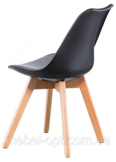 Стул Sedia black-grey DSM Eames Style, черное пластикое сиденье с мягкой подушкой и деревянные буковые ножки | Зображення 3