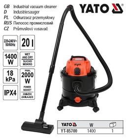Порохотяг промисловий мережевий YATO : 1400 Вт, збірна ємність- 20 л YATO-85700