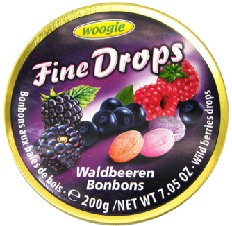 Леденцы Woogie Fine Drops со вкусом лесных ягод в жестяной банке, 200 г (Австрия)