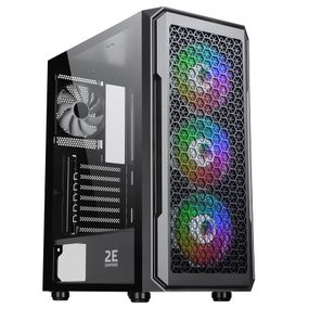 Корпус 2E GAMING HEXAGON (G338) MidT,2xUSB2.0,1xUSB3.0,1x120+3x120ARGB,стекло (бок.пан.),без БП,чер. (2E-G338)