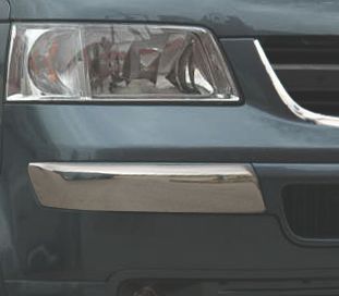 Уголки на передний бампер (2 шт, нерж) Carmos - Турецкая сталь для Volkswagen T5 Transporter 2003-2010 гг