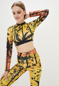 Спортивный топ 4Profi с длинным рукавом c принтом "Тропик"  оранжевый размер L дайвинг 16138