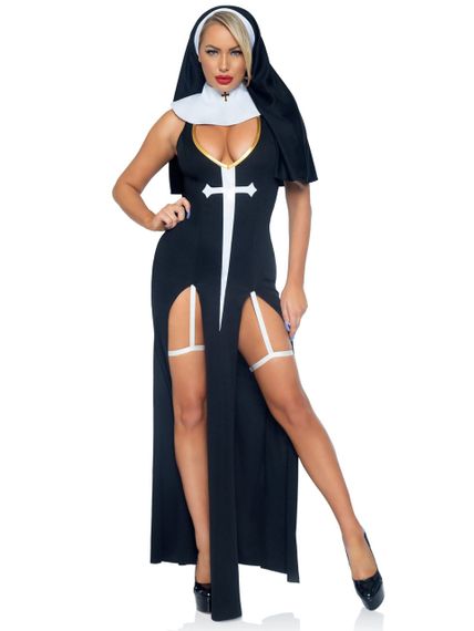 Костюм черниці Leg Avenue Sultry Sinner 3 предмети, чорний з білим, S sexstyle | Зображення 3