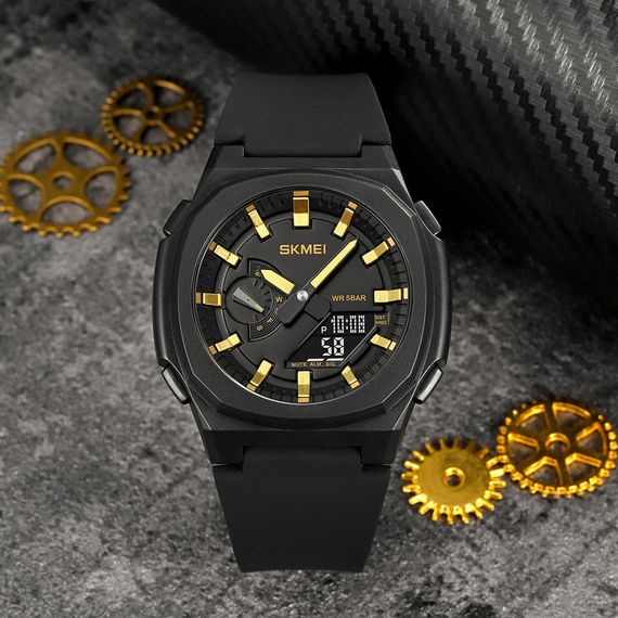 Чоловічий годинник Skmei 2091BKGDBK Black-Gold-Black | Зображення 3