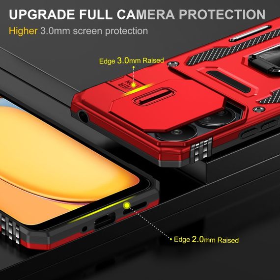 Ударостійкий чохол Camshield Army Ring для Xiaomi Redmi 13C / Poco C65 Червоний / Red | Зображення 2