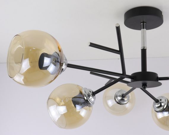 Люстра стельова на 6 лампочок 25020 Чорний 34х70х70 см. | Зображення 5