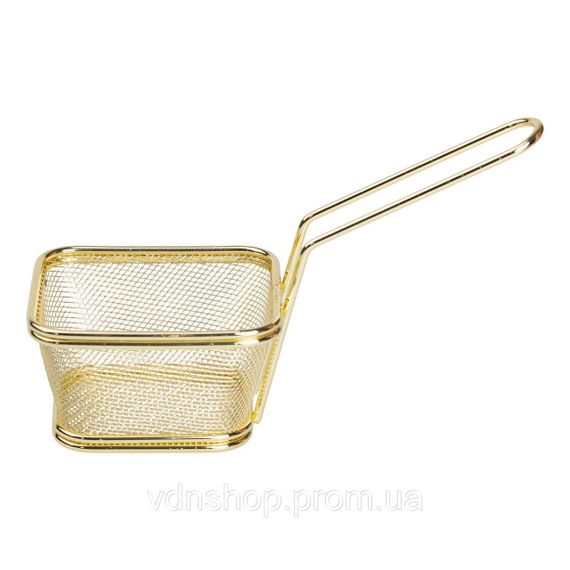Корзина сервировочная для подачи картофеля фри и снеков 10.5×9×5.5 см Золотой HP-19-4-S-G | Зображення 1