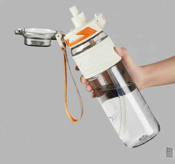 Спортивная бутылка TKK 1000 мл (1 л) - Белая Tritan BPA-free, ударопрочная эко-бутылка с антискользящим грипом | Зображення 1