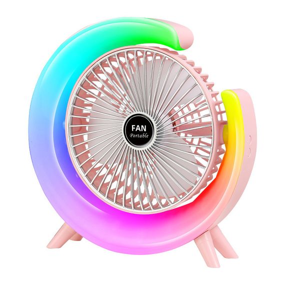 Вентилятор настільний акумуляторний з RGB підсвіткою, обертанням 180° та USB зарядкою | Зображення 3