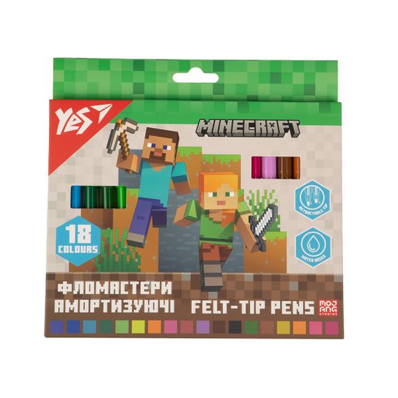 Набор фломастеров амортизирующих YES Minecraft 650584 18 цветов