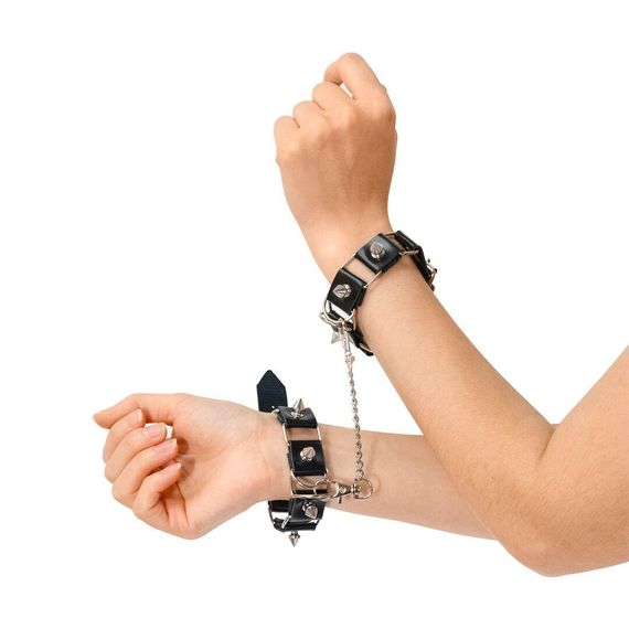 Бондажный набор: ошейник с поводком, наручники и поножи Art of Sex - Cassandra, цвет черный sexstyle | Зображення 4