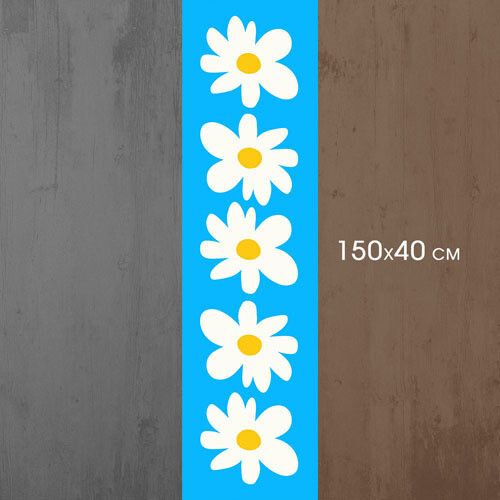 Доріжка на стіл Білі квітки на блакитному фоні 150x40 см (DR__24A020) | Зображення 2