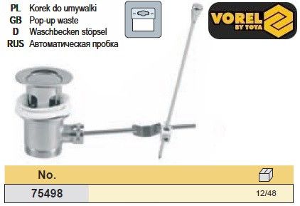 Пробка автомат раковини G5/4" латунь VOREL-75498