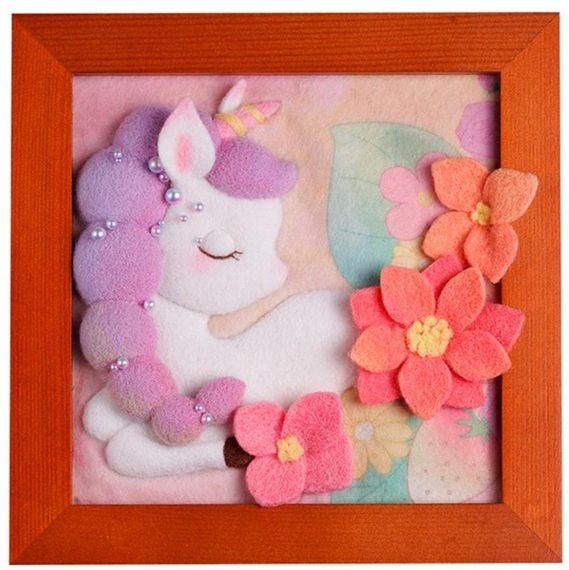 Набор для валяния иглой "Единорог" YG0252 рамка 18х18 см, дерево