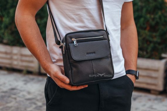 Чоловіча сумка-месенджер з натуральної шкіри через плече Tiding Bag ТВ-14636 чорна | Зображення 1