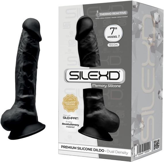 Фаллоимитатор термореактивный Silexd Model 1 (7") XD01 из силикона двойной плотности, черный sexstyle