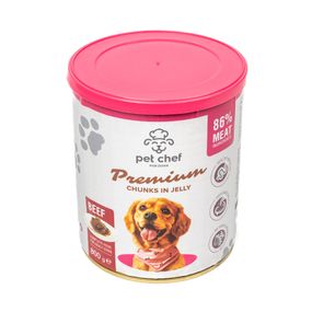 Вологий корм для собак Pet Chef шматочки в желе з яловичиною 800 г