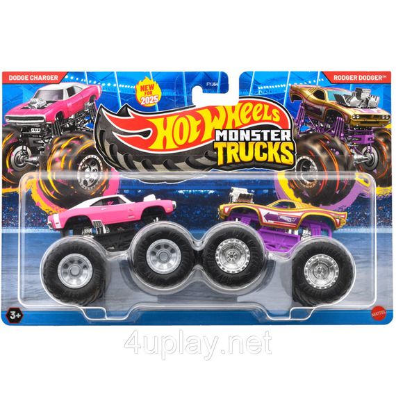 Подарунковий набір 2 монстр-траки Хот Вілс Оригінал Hot Wheels Monster Trucks Rodger Dodger vs Dodge Charger