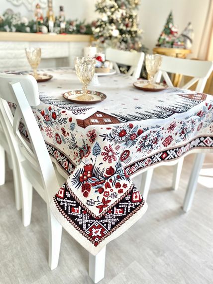 Скатертина гобеленова HUTSUL Limaso, 137х280, Прямокутна, Новорічний, Без люрексу, з мікрофібою, 80% поліестер, 15% бавовна, 5% акрил, Гобелен | Зображення 4