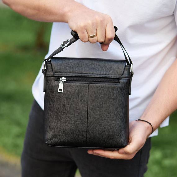 Шкіряна чоловіча сумка-месенджер через плече чорна Tiding Bag 48450 | Зображення 7