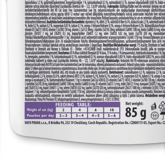 Корм вологий Brit GF VD Gastrointestinal для котів з ягням 85 г | Зображення 2