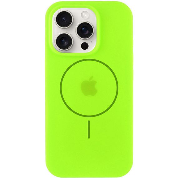 Чохол Silicone Case Full Protective (AA) with MagSafe для Apple iPhone 16 Pro (6.3") Салатовий / Neon green