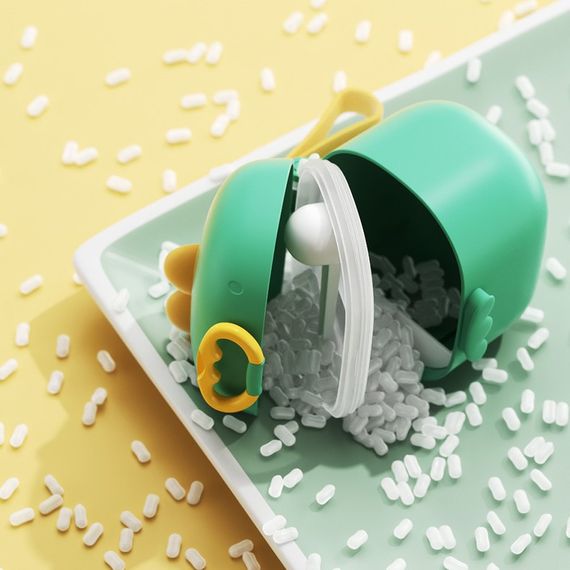 Контейнер для хранения детской сухой смеси 800 мл с мерной ложечкой Динозавр Бежевый | Зображення 5