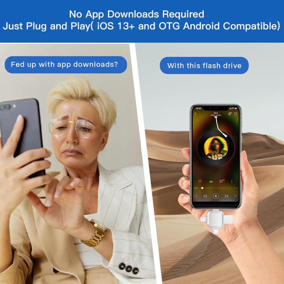 Флеш USB накопичувач для iPhone 256 ГБ, Yueflue для iPhone з портом iOS, USB, Type C, Micro-USB, | Зображення 1