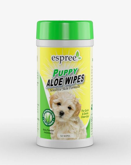 Серветки для догляду за вовною цуценят ESPREE Puppy Aloe Wipes 50 шт