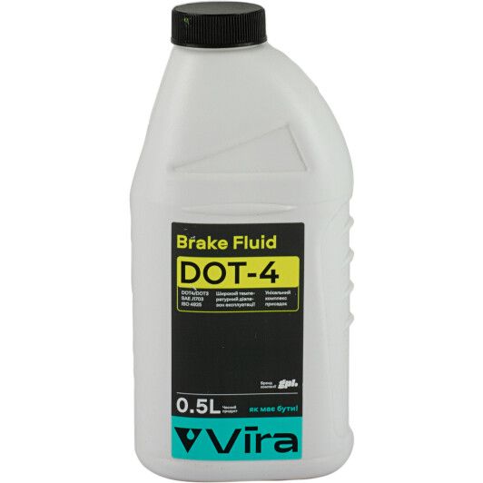 Рідина гальмівна Vira Brake Fluid DOT-4 0,5 л, у кількості 16 шт в ящику, артикул VI1011.