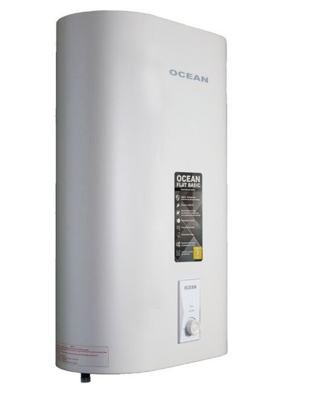 Водонагрівач Ocean FLAT BASIC 100 Л, 2,0 кВт, "мокрий" ТЕН, вертикальний, прямокутний, білий (RZB100M ET+WT) | Зображення 5
