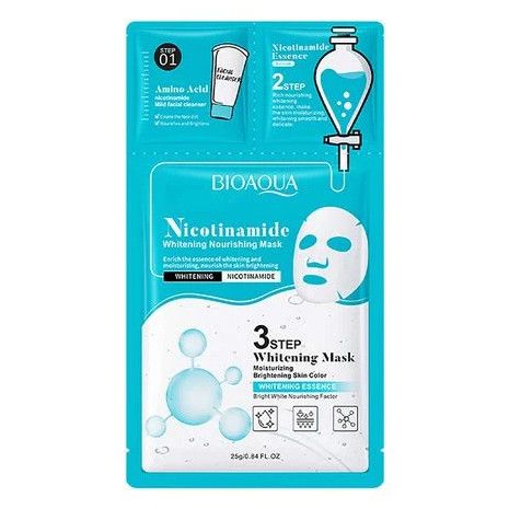 Трехэтапная маска для лица с никотинамидом Bioaqua Nicotinamide, 25г0,8г0,8г