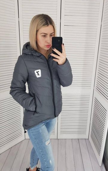 Жіноча демісезонна куртка з емблемою, арт.210/7, графіт | Зображення 6