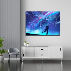 Плакат-постер з принтом Кавун Your Name Твоє Ім'я Такі Тачібана Mitsuha Міямідзу обіймаються на тлі комети A4 ПЛ000714(A4)